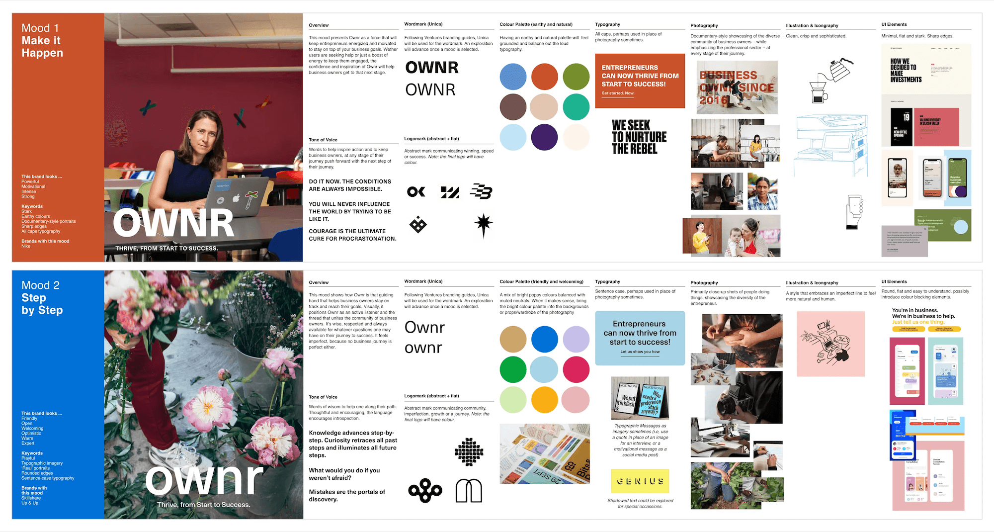 Ownr rebrand initial design, moodboards